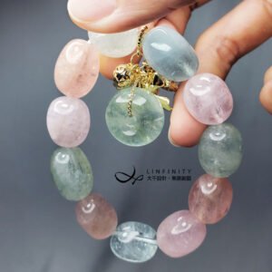 頂級彩虹綠柱石 隨型 平安扣 招財 人緣 大寶石 手鍊 單品 禮物