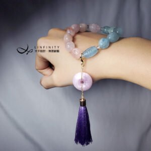 彩虹綠柱石 回紋 紫鋰輝 古錢 招財 人緣 七脈輪 手鍊 單品 禮物