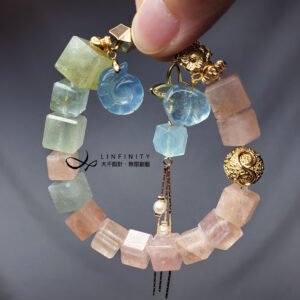 彩虹綠柱石 摩根石 海藍寶 人緣 智慧 七脈輪 手鍊 單品 禮物