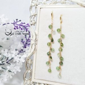 天然 綠碧璽 平安扣 古錢 錢串 十全十美 長流蘇 招財 耳環 單品 禮物