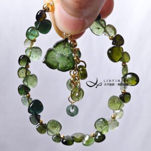頂級綠碧璽 幸運草 水滴 招財錢串 心輪 手鍊 單品 禮物 收藏