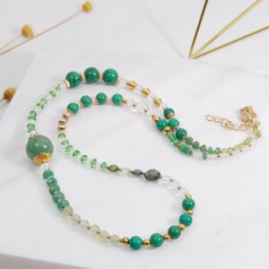 頂級 綠松石 橄欖石 綠碧璽 心輪 3圈手鍊 項鍊 2用 單品 禮物