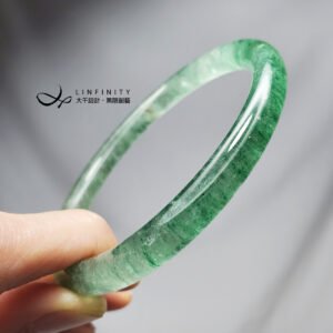 天然 綠草莓晶 淨體 圓骨 美人鐲 手環 手鐲 19.5cm 單品 禮物