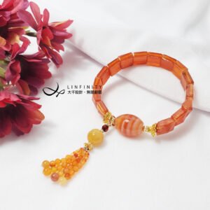 纏絲瑪瑙 新疆金絲玉 蓮花 智慧 富貴 吉祥 清淨 手鍊 單品 禮物