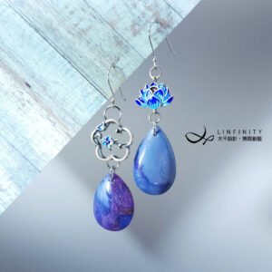 舒俱來 水滴 琺瑯 蓮 喜上梅梢 富貴 智慧 不對稱設計 耳環 單品 禮物