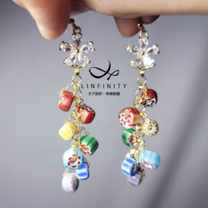 獨家設計 尼泊爾 手工 琉璃 彩虹 流蘇 花開富貴 脈輪 耳環 單品 禮物