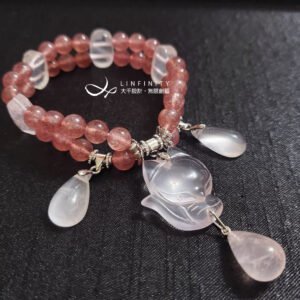天然頂級草莓晶 星光粉晶 狐仙 人緣 桃花 事業 智慧 手鍊 禮物