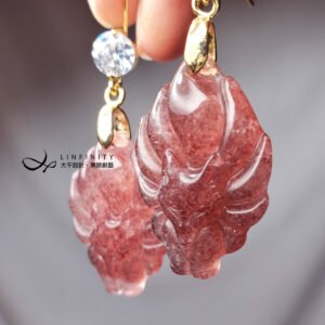 天然 鴿血紅 草莓晶 九尾狐仙 招財 事業 桃花 戀愛 耳環 禮物