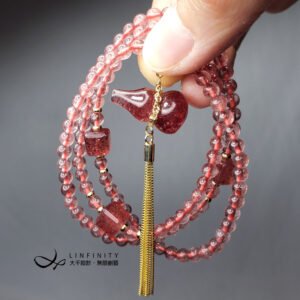 頂級鴿血紅草莓晶 葫蘆 福祿 智慧 108手串 念珠 4mm 單品 禮物