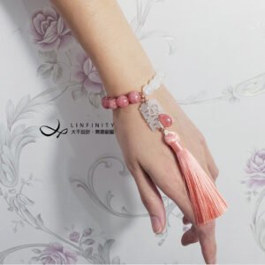 頂級菱錳礦 紅紋石 藍月光石 白翡翠 囍 流蘇 手鍊 單品 禮物