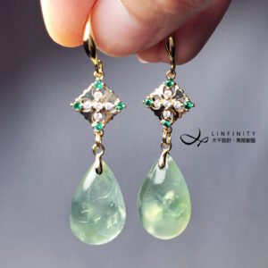 天然 葡萄石 希望之石 水滴 嬌嫩欲滴 古典 智慧 耳環 心輪 單品 禮物