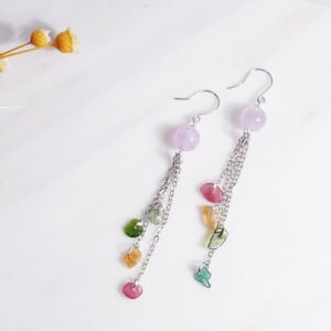 薰衣草紫水晶 彩虹碧璽 七脈輪 五行 招財 流蘇 耳環 單品