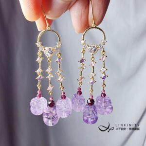 薰衣草紫水晶 貔貅 三元及第 石榴 大紅大紫 招財 智慧 耳環 單品 禮物