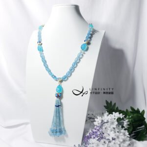 頂級海藍寶 藍玉瓍 拓帕 琺瑯 如意 魚 流蘇 蝴蝶 項鍊 單品 禮物
