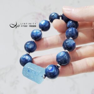 頂級藍晶石 海藍寶 回紋 智慧 事業 招財 手鍊 喉輪 單品 禮物