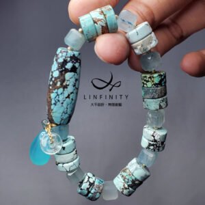 松石 高瓷 藍碧璽 如意 古錢 海藍寶 魔方 藍玉瓍 手鍊 單品 禮物