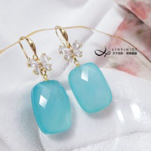 天然 頂級 藍玉瓍 鑽面 福氣 優雅 喉輪 保護 大寶石 耳環 限量 禮物