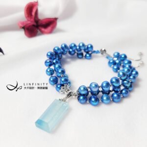 藍珍珠 海藍寶 彩虹 星光 無飾牌 平安 富貴 手鍊 單品 禮物