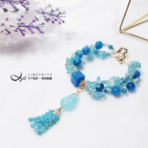 頂級藍磷灰石 冰種貓眼 星光 藍玉瓍 喉輪 事業 手鍊 單品 禮物