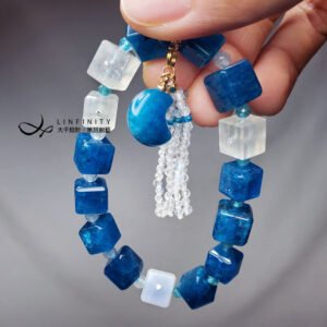 頂級藍磷灰石 月亮 藍月光 智慧 事業 收藏 手鍊 單品 禮物