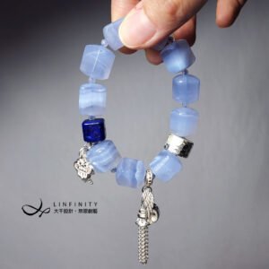 頂級冰種藍紋瑪瑙 保護之石 青金石 寧靜 喉輪 手鍊 單品 禮物