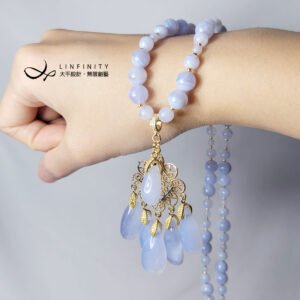 藍紋瑪瑙 保護之石 水滴 智慧 喉輪 溝通 富貴 寧靜 項鍊 單品 禮物