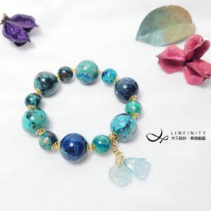 藍銅礦 孔雀石 松石 鳳凰石 星球 海藍寶 大寶石手鍊 單品 禮物