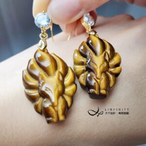 天然 金虎眼石 九尾狐仙 貓眼 招財 事業 霸氣 信心 人緣 耳環 禮物