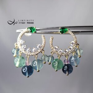 藍綠螢石 智能之石 萊茵石 富貴 智慧 事業 心輪 耳環 僅此一件 禮物