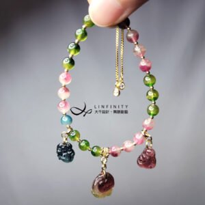 頂級稀有西瓜碧璽 聚寶盆 如意 招財 彩虹 七脈輪 手鍊 單品 禮物