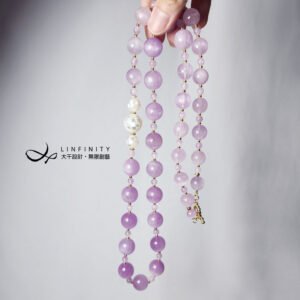 頂級貓眼紫鋰輝 孔賽石 寶石皇后 螺鈿 長項鍊 客製化 獨家 禮物