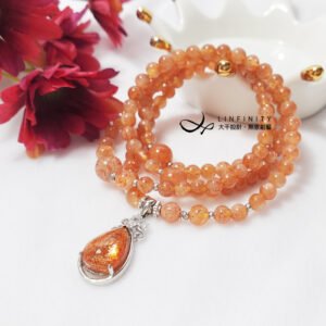 頂級金太陽石 金草莓 長石家族 自信 108手串 念珠 5.2mm 禮物 單品