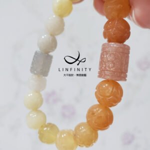 天然金絲玉蓮花 橘月光石 回紋 漸層 靈性 智慧 手鍊 單品 禮物