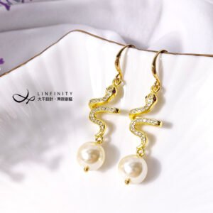 蛇年限定 靈蛇之珠 蛇來運轉 黃金貝珠 珍珠 招財 耳環 禮物 獨家