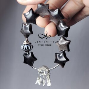 頂級銀曜石 吉星高照 八星報喜 陰陽 事業 智慧 手鍊 禮物