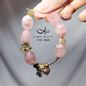 星光粉晶 隨型 愛情之石 盤長 吉祥 人緣 福氣 手鍊 單品 禮物