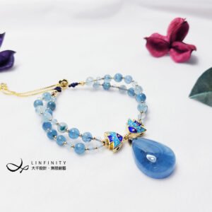 海藍寶 魔鬼藍 淨體 飄花 琺瑯 如魚得水 智慧 2股手鍊 單品 禮物