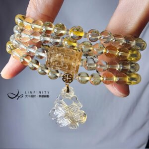 頂級 黃水晶 盤長 回紋 吉祥無盡 招財 108手串 念珠 6mm 單品