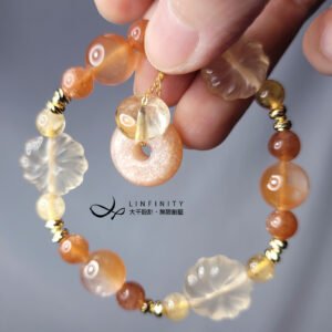 頂級橙月光 黃水晶 古錢 金太陽 兔毛水晶 智慧 招財 手鍊 禮物
