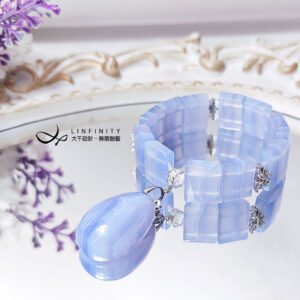 頂級冰種藍紋瑪瑙 保護 寧靜 喉輪 大寶石 手排 手鍊 單品 禮物