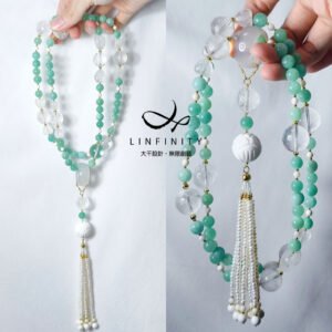 頂級天河石 白水晶心經 白玉瓍戒 硨磲蓮花 珍珠 項鍊 單品 禮物