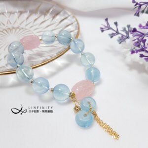 彩虹星光海藍寶 摩根石 回紋 古錢 吉祥 智慧 手鍊 單品 禮物