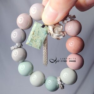 頂級稀有彩虹阿拉善瑪瑙 綠松石 無飾牌 平安無事 智慧 手鍊 禮物