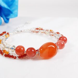 頂級紅兔毛水晶 白水晶 招財 自信 成功 多圈手鍊 單品 禮物