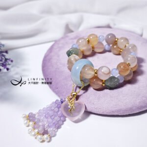 櫻花瑪瑙 藍紋 星光粉晶 紫水晶 彩虹七脈輪 2排手鍊 單品 禮物