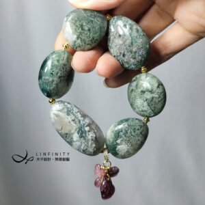 水草苔紋瑪瑙 玉瓍 碧璽 如意 古錢 招財 大寶石手鍊 單品 禮物