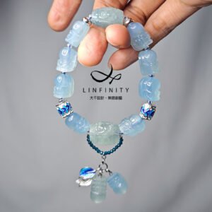 海藍寶 貔貅 綠柱石 回紋 吉祥 琺瑯 招財 手鍊 單品 禮物