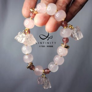 粉晶兔 草莓晶 兔年 招財 人緣 桃花 轉運 兔年 手鍊 單品 禮物