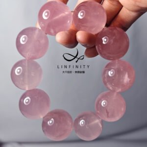 星光粉晶 愛情 桃花 貴人 收藏 26mm圓球 大寶石手鍊 單品 禮物