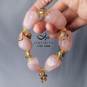 粉晶 滾石 萊茵石 三元及第 花開富貴 人緣 大寶石手鍊 單品 禮物